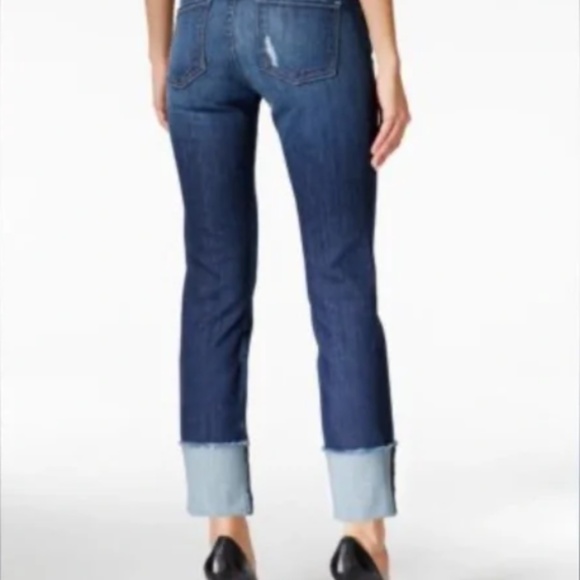 Kut from the Kloth Cameron Cuffed Straight-Leg Ankle Jeans Women's Blue Jeans - Picture 2 of 8